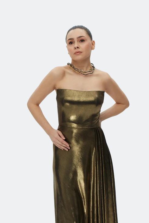 Strapless Square Neck Midi Dress
