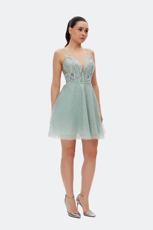 Monarch V Neck Straps Mini Dress