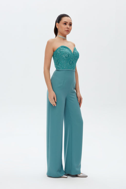 PERSIAN GREEN SWEETHEART JUMPSUIT
