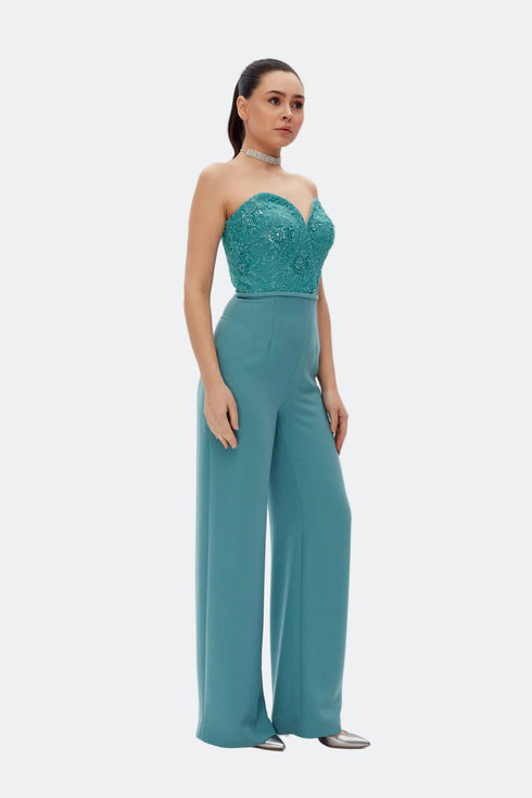 PERSIAN GREEN SWEETHEART JUMPSUIT
