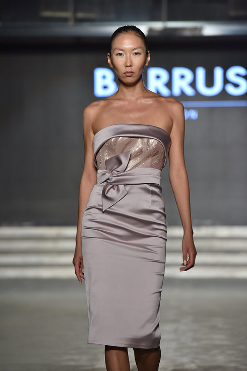 Strapless Pencil Dress With Peplum Waist Detailbelde Peplum