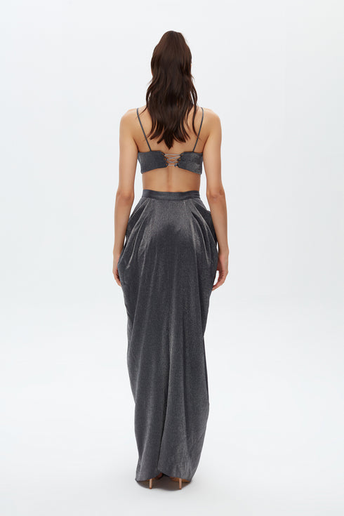 ASH DEEP SLIT DRAPE LONG SKIRT