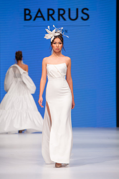 Slit Detailed Strapless Dress