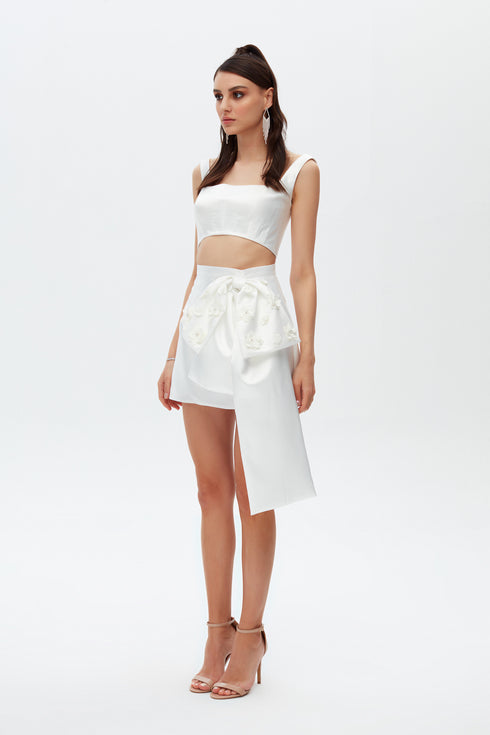SQUARE COLLAR SHINY CROP TOP
