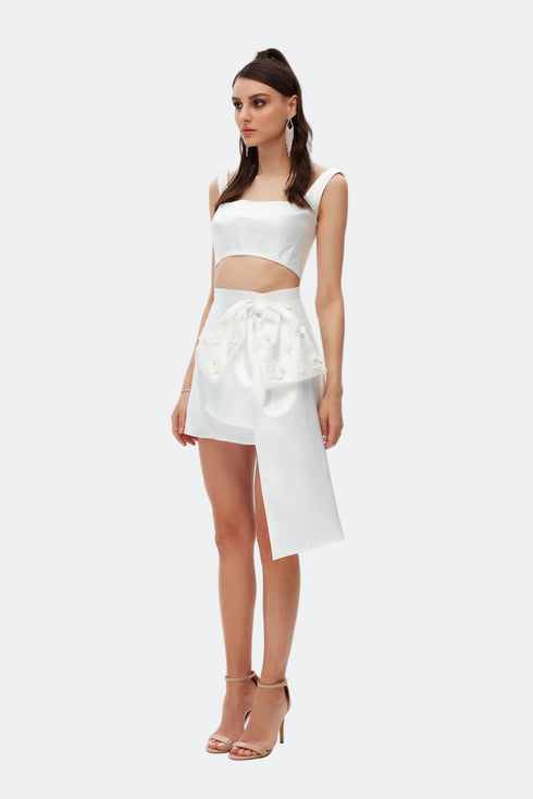 Square Collar Shiny Crop Top