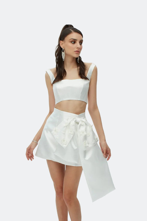 Square Collar Shiny Crop Top