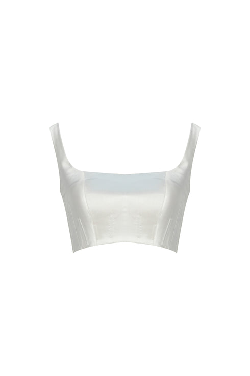 SQUARE COLLAR SHINY CROP TOP