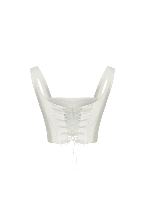 SQUARE COLLAR SHINY CROP TOP