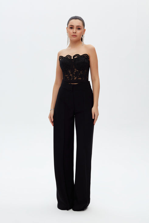 BLACK LACE CORSET CROP TOP