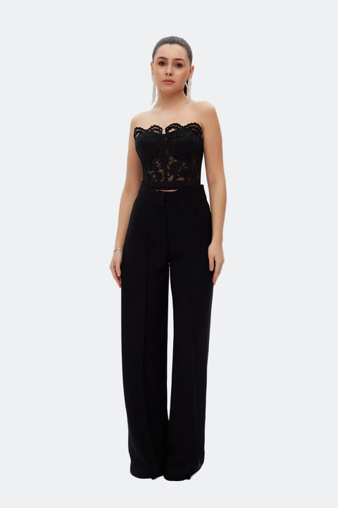 Black Lace Corset Crop Top
