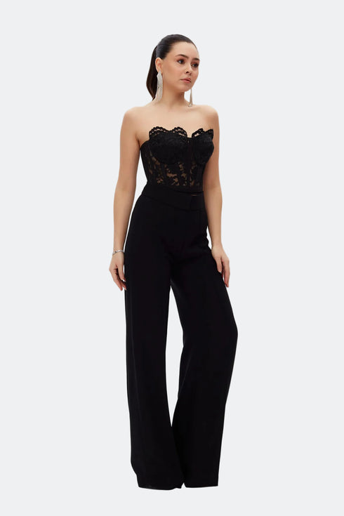 Black Lace Corset Crop Top