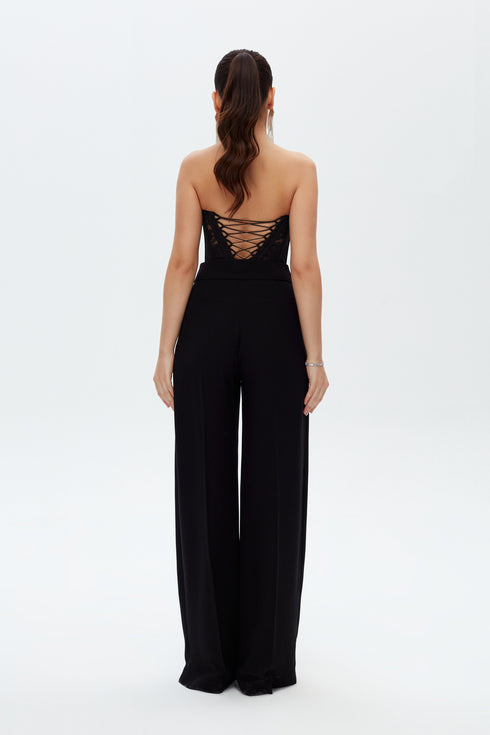 BLACK LACE CORSET CROP TOP