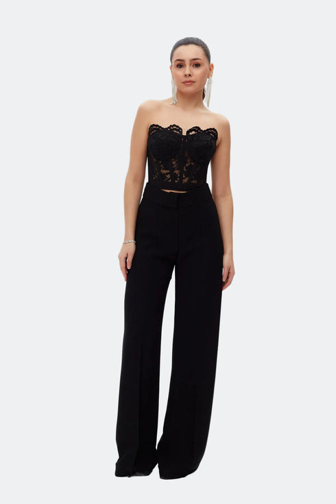 Black Lace Corset Crop Top