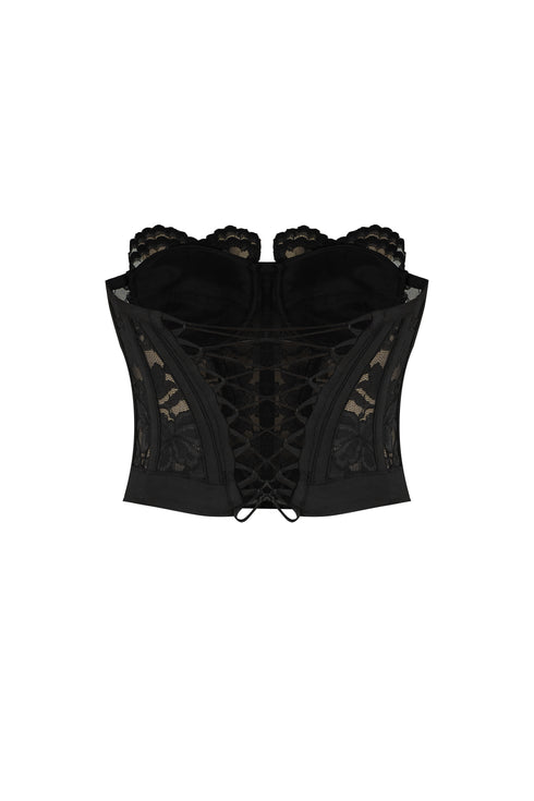 BLACK LACE CORSET CROP TOP