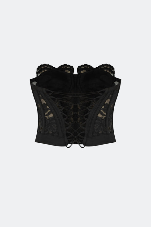 Black Lace Corset Crop Top