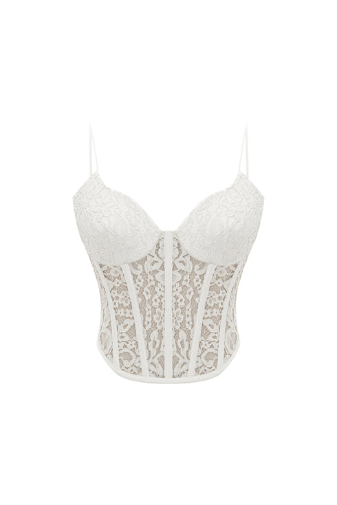 WHITE LACE CORSET CROP TOP