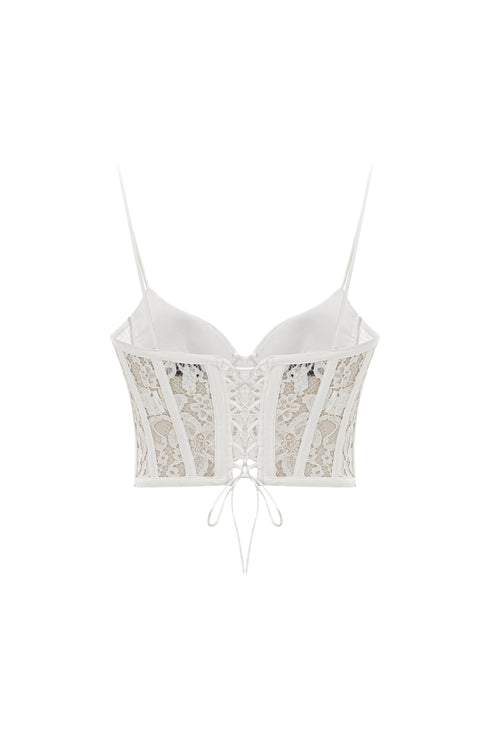 WHITE LACE CORSET CROP TOP