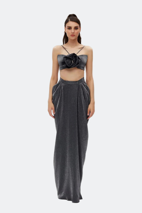 Ash Flower Detailed Crop Top