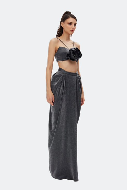 Ash Flower Detailed Crop Top