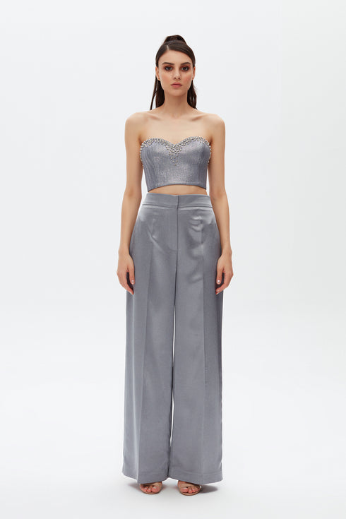 ASH STONE EMBROIDERED CROP TOP