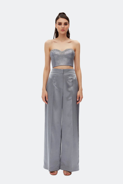 Ash Stone Embroidered Crop Top