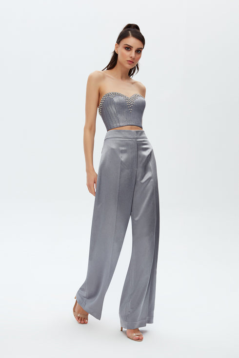 ASH STONE EMBROIDERED CROP TOP