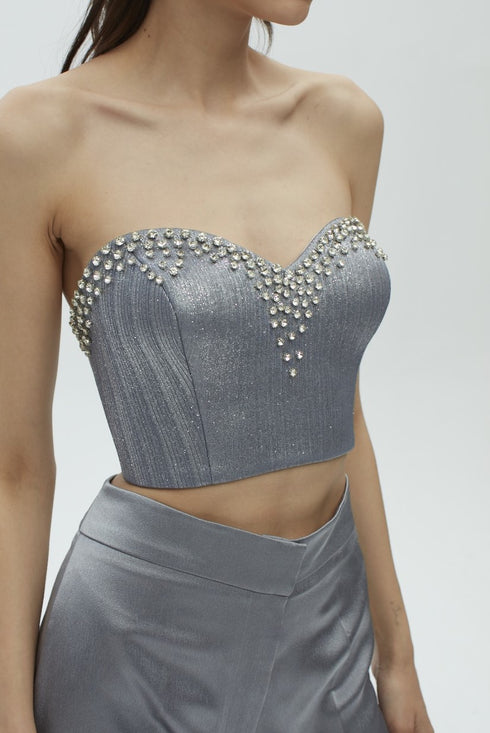 ASH STONE EMBROIDERED CROP TOP