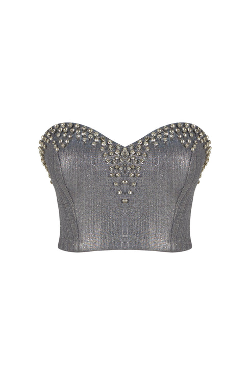 ASH STONE EMBROIDERED CROP TOP