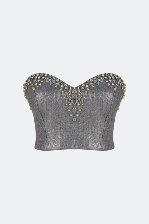 Ash Stone Embroidered Crop Top