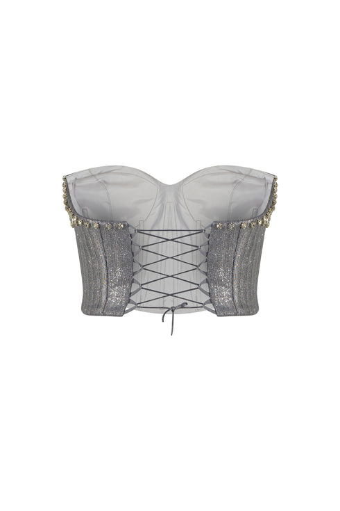 ASH STONE EMBROIDERED CROP TOP