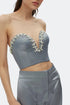 Sweetheart Neck Stone Embroidered Crop Top