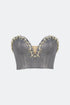 Sweetheart Neck Stone Embroidered Crop Top
