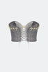 Sweetheart Neck Stone Embroidered Crop Top
