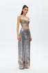 SILVER-CAMEL SEQUIN BRA FORM CROP TOP