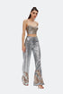 Silver-Camel Sequin Bra Form Crop Top