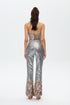 SILVER SEQUIN HIGH WAIST FLARED TROUSERS