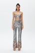 SILVER SEQUIN HIGH WAIST FLARED TROUSERS