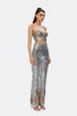 Silver Sequin High Waist Flared Trousers