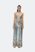 Silver Sequin High Waist Wide Leg Trousers