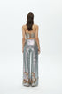 SILVER SEQUIN HIGH WAIST WIDE LEG TROUSERS