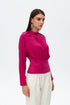 Dark fuchsia pleat detailed blouse