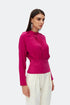 Dark fuchsia pleat detailed blouse