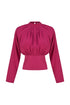 Dark fuchsia pleat detailed blouse