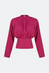 Dark fuchsia pleat detailed blouse