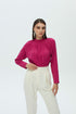 Dark fuchsia pleat detailed blouse