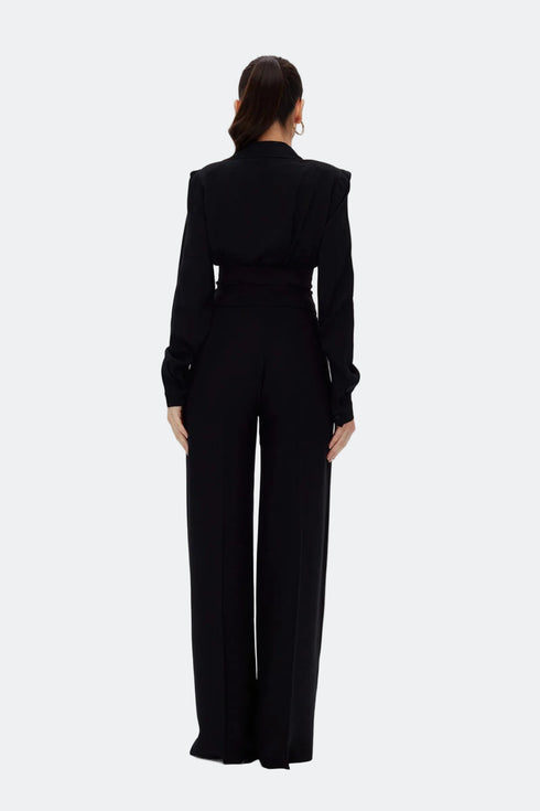 Black Pleated Corset Blouse