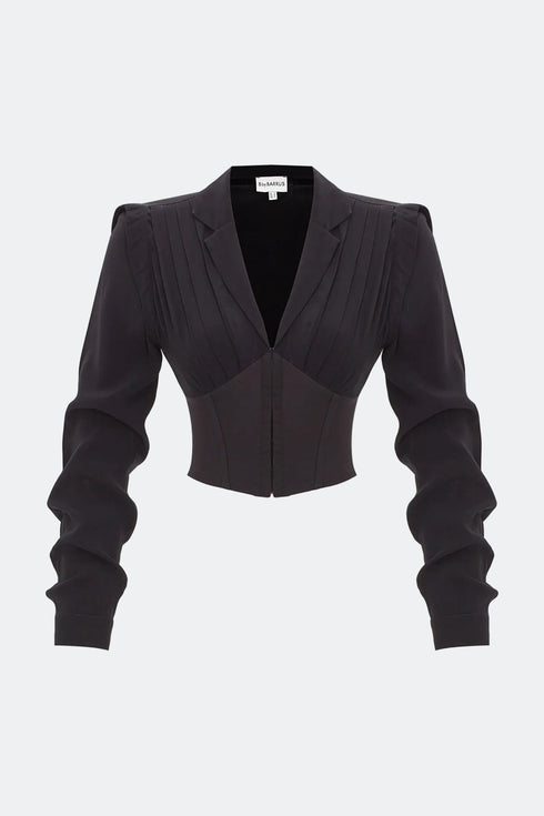 Black Pleated Corset Blouse