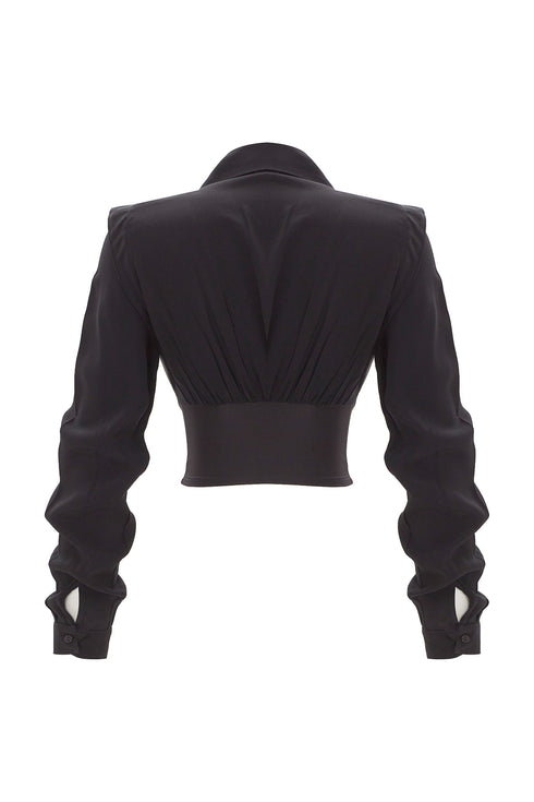 Black Pleated Corset Blouse