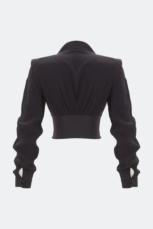 Black Pleated Corset Blouse