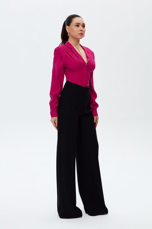 Raspberry Pleated Corset Blouse